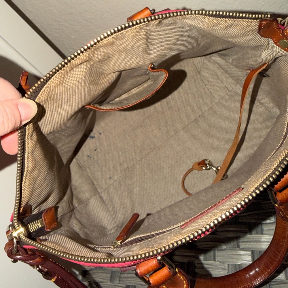 Dooney & Bourke Florentine Leather Satchel Pink w Leather Strap & Duck Hangtag - Picture 10 of 16